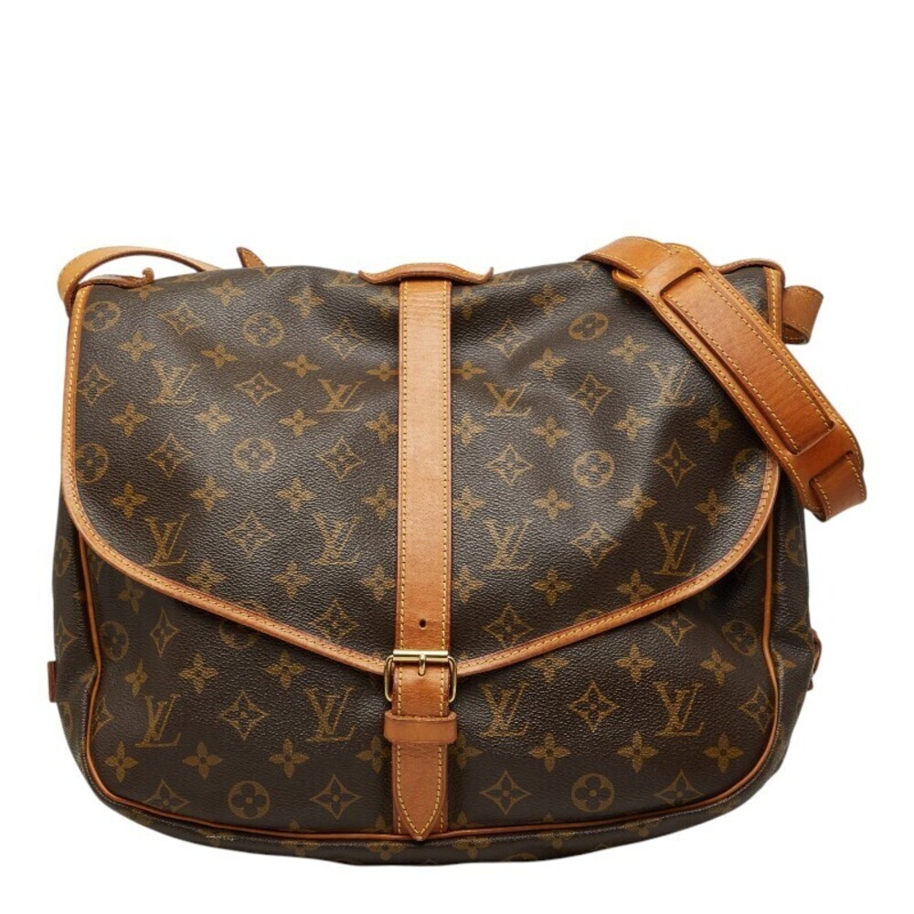 Louis Vuitton Monogram Saumur Crossbody Bag Brown Leather